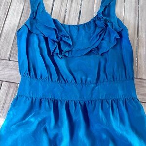 LOFT Vibrant Blue Ruffle Blouse